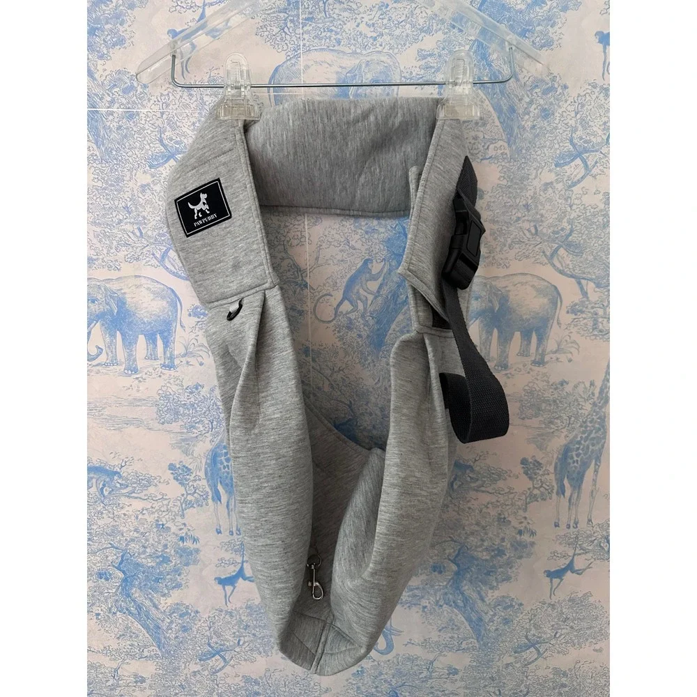 PawPubby Pet Sling Carrier Small Dog Cat Hands Free Crossbody Travel Bag Gray